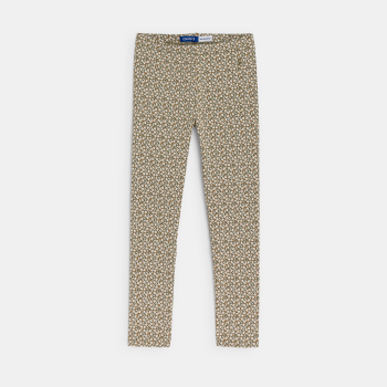 طماق من الجيرسي مزين برسومات، باللون الكاكي للفتيات.